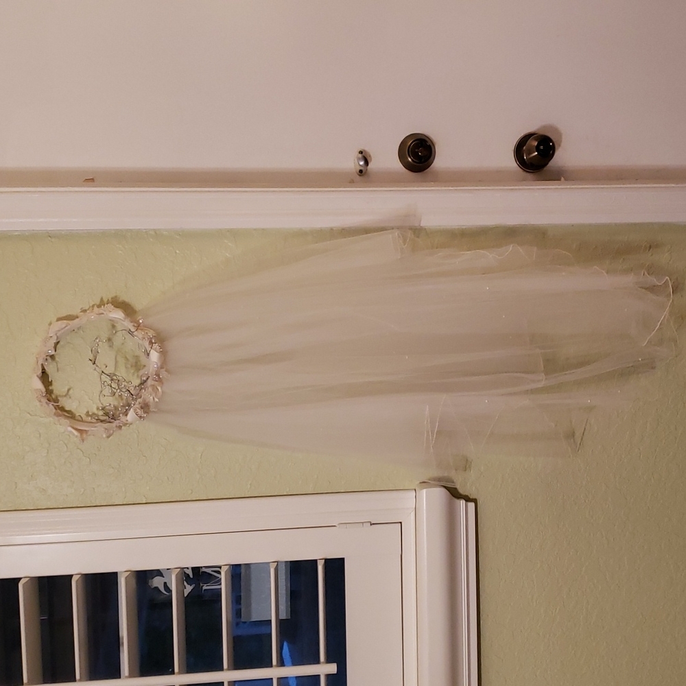 Vintage 80s beaded tulle veil